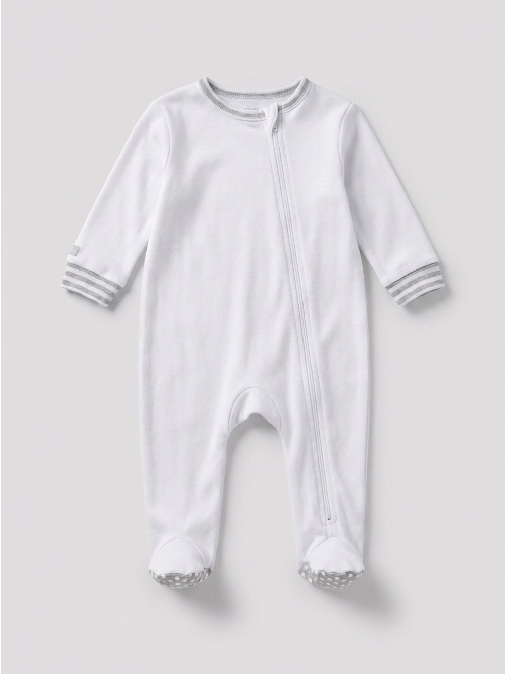 4/$20 JUDDLIES white and grey footed sleeper 6-12 months